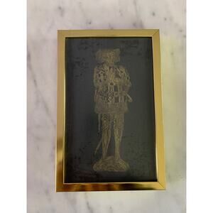 Vintage Gold Framed Aldbury England Sir Ralph Verney Knight Brass Rubbing